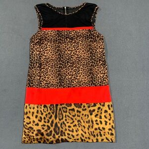 2b Bebe Women's‎ L Leopard Print Sleeveless Mini Dress Black Red